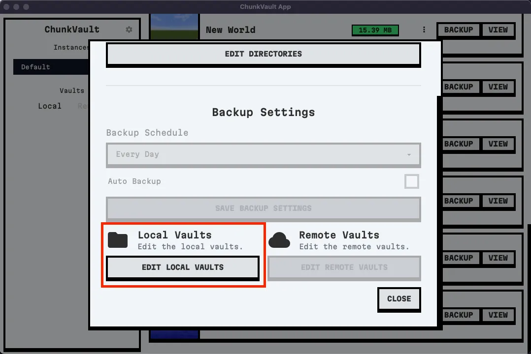 Manage Local Vaults